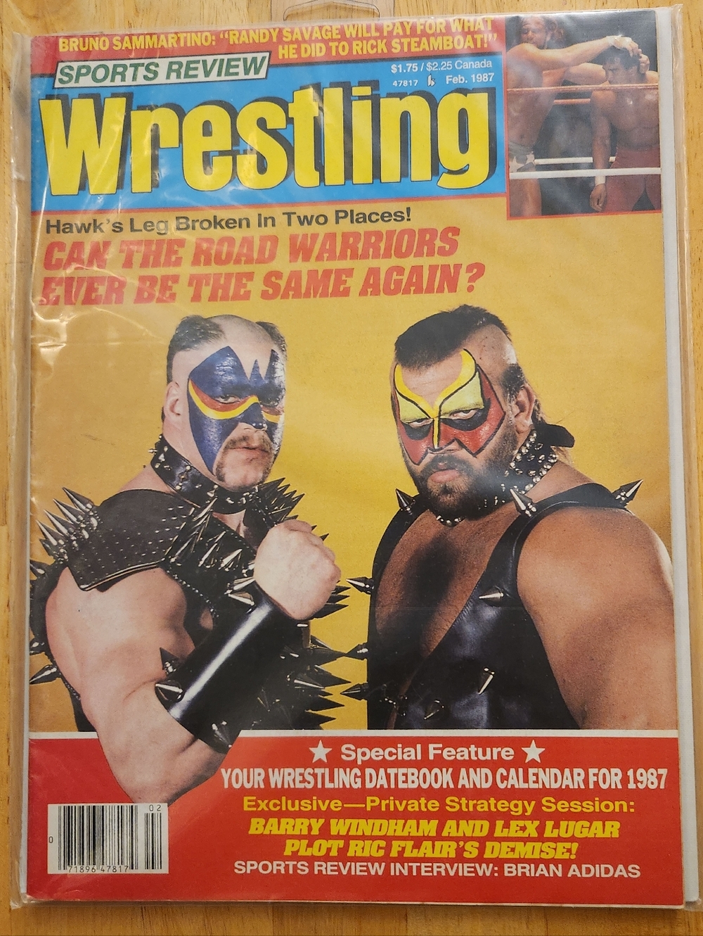 Vintage Feb 1987 Pro Wrestling Sports Review Book Road Warriors WWF WCW NWA